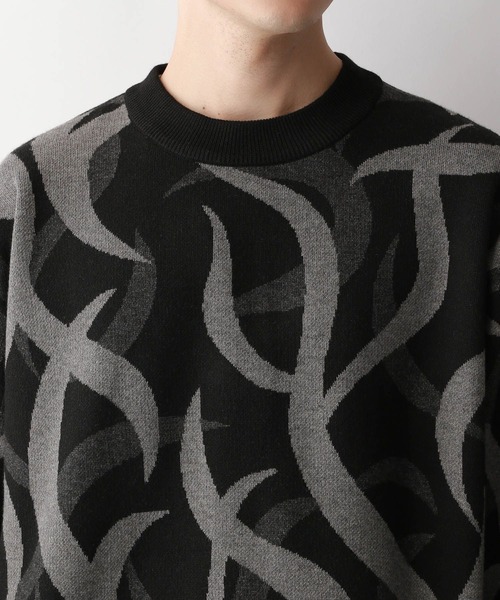 RAGEBLUE（レイジブルー）の「トライバル柄/ジャガード織りルーズニットクルー（ニット/セーター・メンズ・ブラック系その他/ホワイト系その他・LARGE/MEDIUM）」の6枚目の写真