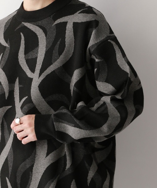 RAGEBLUE（レイジブルー）の「トライバル柄/ジャガード織りルーズニットクルー（ニット/セーター・メンズ・ブラック系その他/ホワイト系その他・LARGE/MEDIUM）」の7枚目の写真