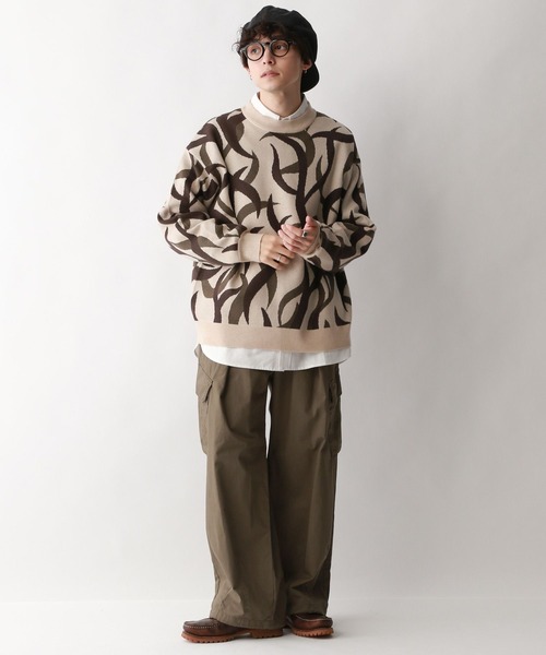 RAGEBLUE（レイジブルー）の「トライバル柄/ジャガード織りルーズニットクルー（ニット/セーター・メンズ・ブラック系その他/ホワイト系その他・LARGE/MEDIUM）」の13枚目の写真