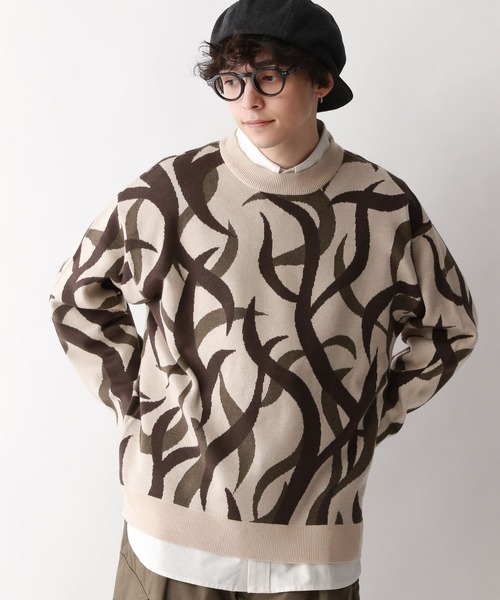 RAGEBLUE（レイジブルー）の「トライバル柄/ジャガード織りルーズニットクルー（ニット/セーター・メンズ・ブラック系その他/ホワイト系その他・LARGE/MEDIUM）」の15枚目の写真