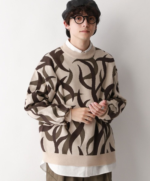 RAGEBLUE（レイジブルー）の「トライバル柄/ジャガード織りルーズニットクルー（ニット/セーター・メンズ・ブラック系その他/ホワイト系その他・LARGE/MEDIUM）」の17枚目の写真