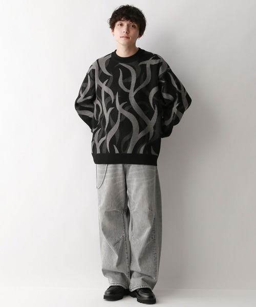 RAGEBLUE（レイジブルー）の「トライバル柄/ジャガード織りルーズニットクルー（ニット/セーター・メンズ・ブラック系その他/ホワイト系その他・LARGE/MEDIUM）」の18枚目の写真