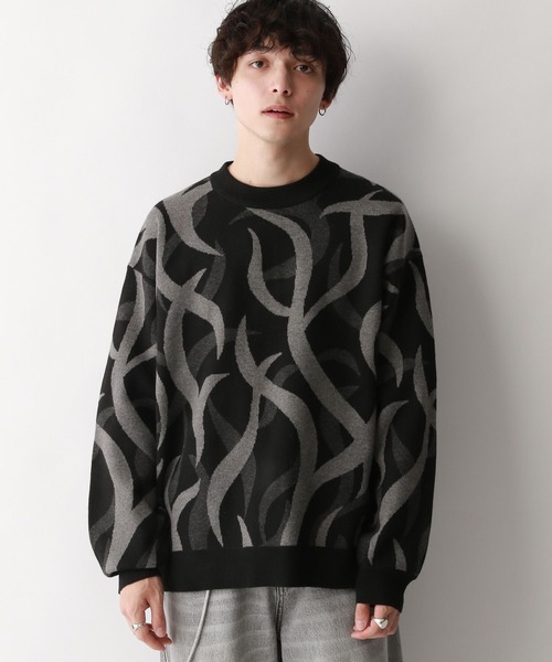 RAGEBLUE（レイジブルー）の「トライバル柄/ジャガード織りルーズニットクルー（ニット/セーター・メンズ・ブラック系その他/ホワイト系その他・LARGE/MEDIUM）」の20枚目の写真