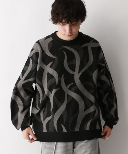 RAGEBLUE（レイジブルー）の「トライバル柄/ジャガード織りルーズニットクルー（ニット/セーター・メンズ・ブラック系その他/ホワイト系その他・LARGE/MEDIUM）」の22枚目の写真