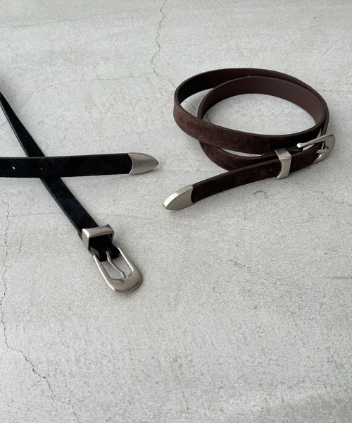 CANAL JEAN（キャナルジーン）の「El mar ウエスタンスウェードベルト（ベルト・レディース・ブラウン/ブラック・ONE SIZE）」の3枚目の写真