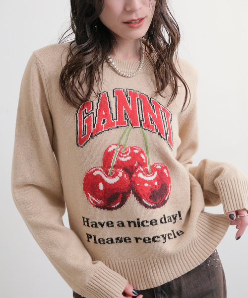Ganni(ガニー) アクティブ トップス ジム ロゴ ワークアウト GANNI ガニー スウェットシャツ ISOLI OVERSIZED SWEATSHIRT