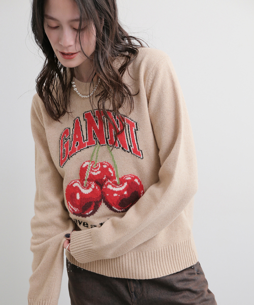 【AW25】GANNI ウールミックスTシャツ GANNI(ガニー)のGraphic Wool Mix Printed Leopard T－shirt通販