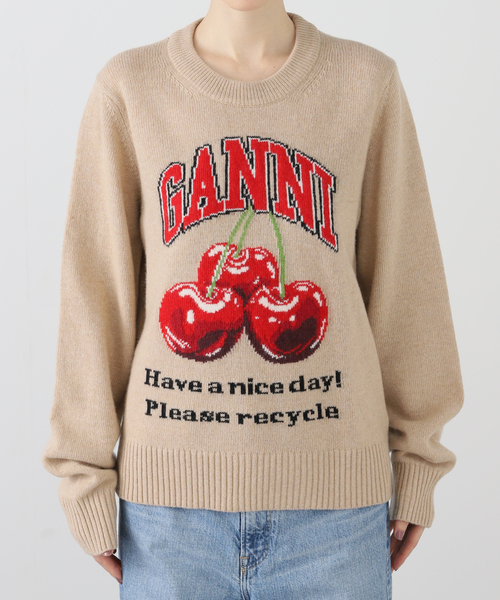 GANNI ロゴ入りレッドセーター S GANNI ロゴ入りレッドセーター S GANNI ロゴ入りレッドセーター S
