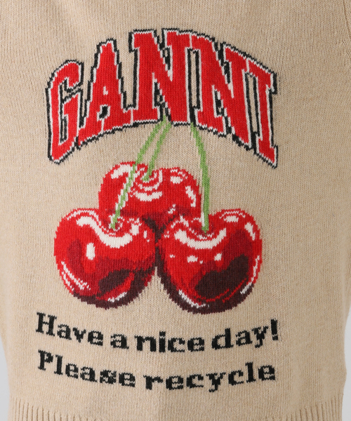 GANNI ロゴ入りレッドセーター S GANNI ロゴ入りレッドセーター S GANNI ロゴ入りレッドセーター S