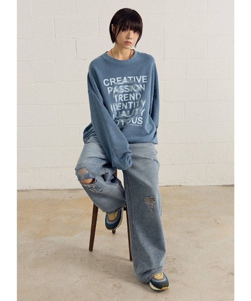 ALAND(エーランド)の「【UNISEX】Filluminte/サークルBLUR プルオーバー(ウラケ)(スウェット・レディース・ブルー/ブラック/ベージュ・LARGE/MEDIUM/SMALL)」の4枚目の写真