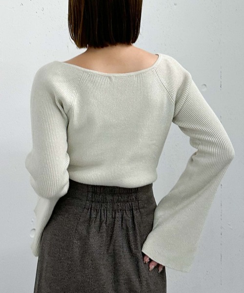 archives（アルシーヴ）の「ラメギャザーフレアスリーブニット（ニット/セーター・レディース・グレー/アイボリー/ブラック/ピンクベージュ・MEDIUM）」の8枚目の写真
