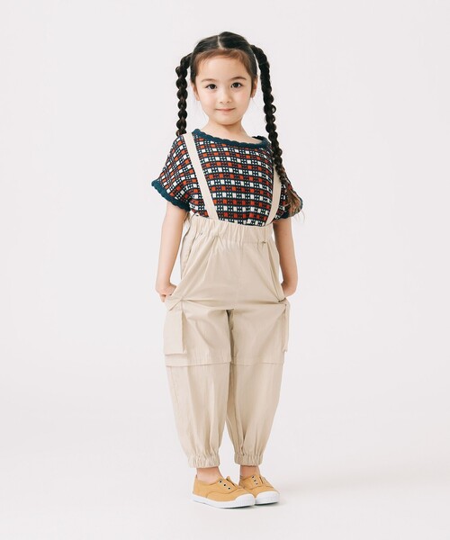 B:MING by BEAMS(ビーミングバイビームス)の「サスペンダー付き カーゴパンツ(100~140cm)(カーゴパンツ・キッズ・オリーブ/ホワイト系その他5・140/130/110/100/120)」の4枚目の写真