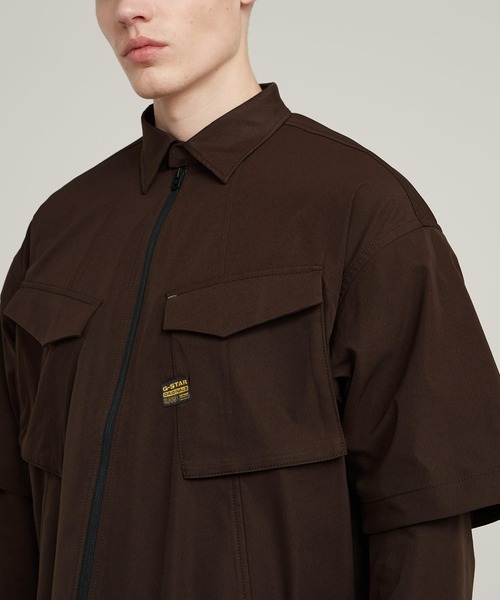 G-STAR(ジースター)の「Modular Relaxed Shirt/レイヤリングデザイン撥水ジップアップシャツジャケット(シャツ/ブラウス・メンズ・ブラウン・X-SMALL/LARGE/MEDIUM/SMALL/X-LARGE)」の4枚目の写真