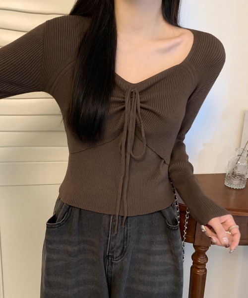 Miniministore(ミニミニストア)の「ニットトップス レディース リボン付き(ニット/セーター・レディース・ホワイト/グリーン/ブラウン/ブラック・FREE)」の18枚目の写真