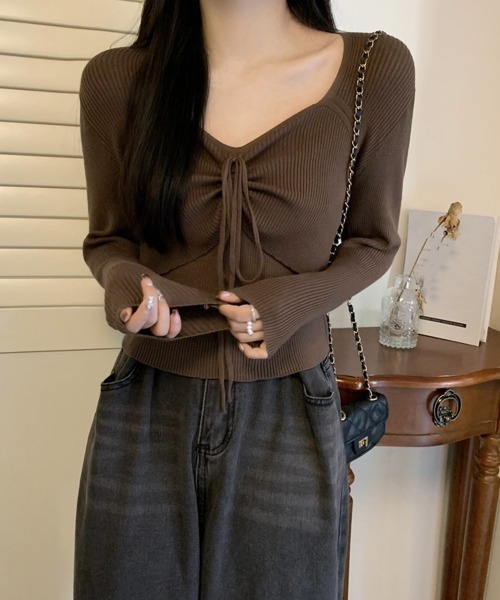 Miniministore(ミニミニストア)の「ニットトップス レディース リボン付き(ニット/セーター・レディース・ホワイト/グリーン/ブラウン/ブラック・FREE)」の17枚目の写真