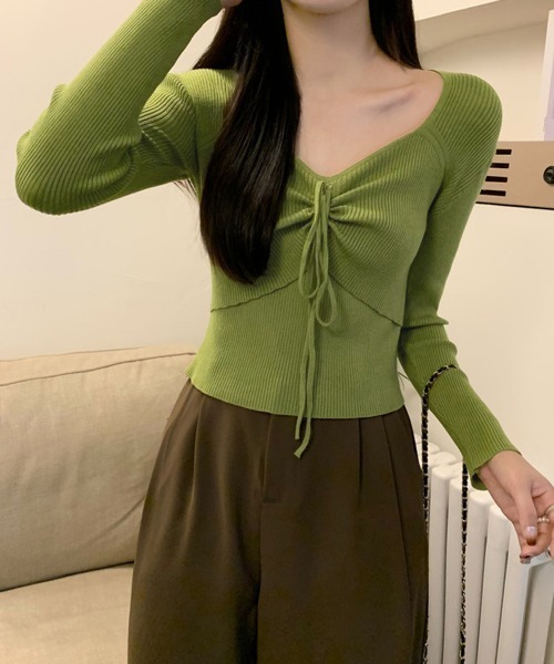 Miniministore(ミニミニストア)の「ニットトップス レディース リボン付き(ニット/セーター・レディース・ホワイト/グリーン/ブラウン/ブラック・FREE)」の15枚目の写真