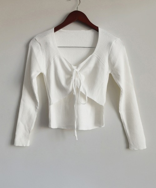 Miniministore(ミニミニストア)の「ニットトップス レディース リボン付き(ニット/セーター・レディース・ホワイト/グリーン/ブラウン/ブラック・FREE)」の10枚目の写真