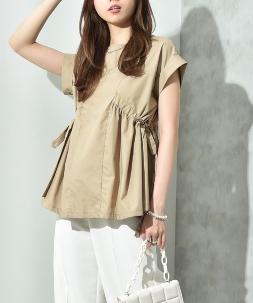 INTERPLANET（インタープラネット）の「ＴＣブロードサイドリボンドロストブラウス（シャツ/ブラウス・レディース・オフホワイト/ベージュ/ブラック/ホワイト×ブラック・FREE）」の4枚目の写真