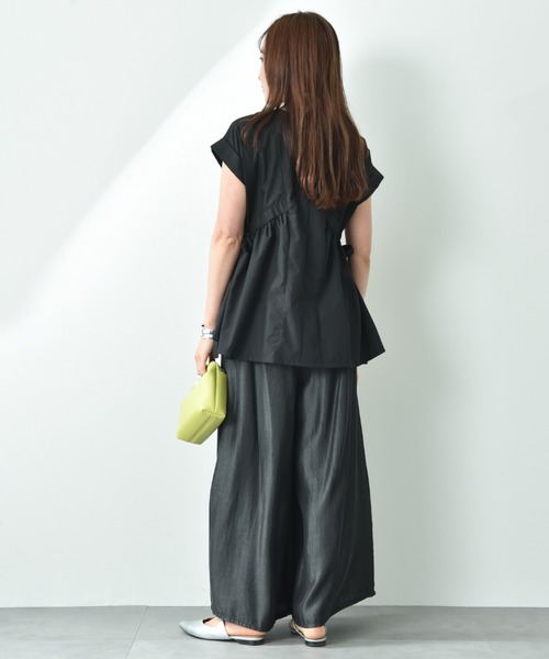 INTERPLANET（インタープラネット）の「ＴＣブロードサイドリボンドロストブラウス（シャツ/ブラウス・レディース・オフホワイト/ベージュ/ブラック/ホワイト×ブラック・FREE）」の12枚目の写真