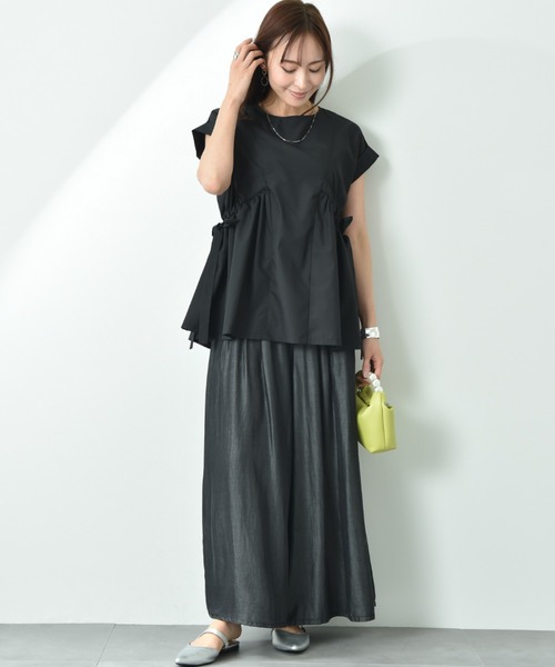 INTERPLANET（インタープラネット）の「ＴＣブロードサイドリボンドロストブラウス（シャツ/ブラウス・レディース・オフホワイト/ベージュ/ブラック/ホワイト×ブラック・FREE）」の14枚目の写真