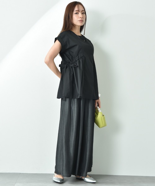 INTERPLANET（インタープラネット）の「ＴＣブロードサイドリボンドロストブラウス（シャツ/ブラウス・レディース・オフホワイト/ベージュ/ブラック/ホワイト×ブラック・FREE）」の11枚目の写真