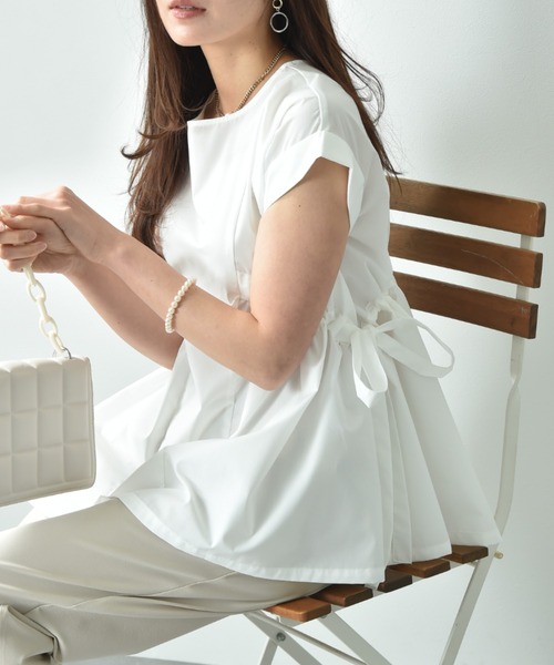 INTERPLANET（インタープラネット）の「ＴＣブロードサイドリボンドロストブラウス（シャツ/ブラウス・レディース・オフホワイト/ベージュ/ブラック/ホワイト×ブラック・FREE）」の20枚目の写真