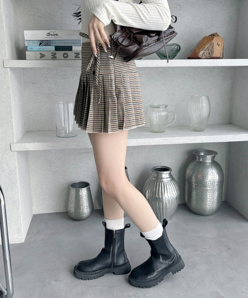 Ada.(エイダ)の「ウエストサイドリボン プリーツ ミニスカート チェック/ピンストライプ(スカート・レディース・ブラウン/グレー/ブラック・S/M)」の16枚目の写真