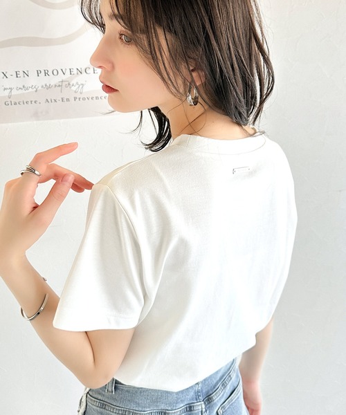mily bilet(ミウィビレット)の「【mily bilet】華やか大人ガーリー。リボンコード刺繍プレートデザインTシャツ(Tシャツ/カットソー・レディース・ブラック/オートミール/ホワイト/ブラウン・X-LARGE/SMALL/MEDIUM/LARGE)」の8枚目の写真