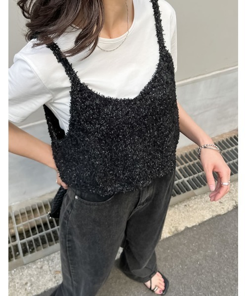 Re:EDIT（リエディ）の「[2025SS COLLECTION]リボンヤーンキャミソールビスチェ（キャミソール・レディース・グレー/ブラック/アイボリー/ブルー系その他・MEDIUM/LARGE）」の14枚目の写真