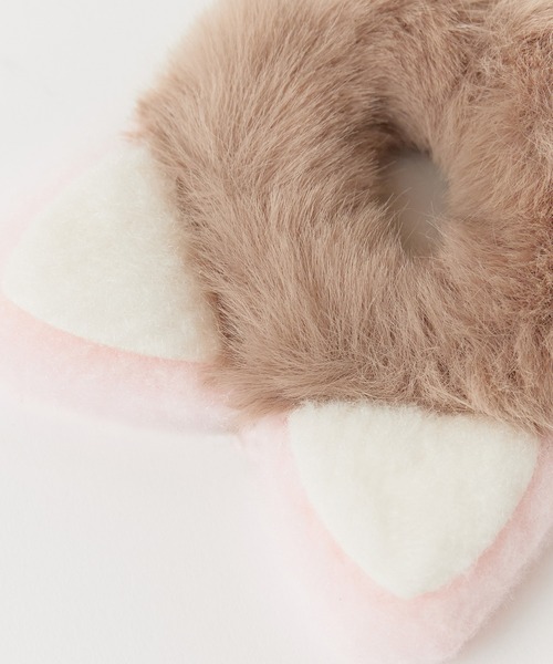 カナダ ふわふわエコファー耳当て&シュシュプレゼント♡パステルミックス コカ coca なめらかエコファーボリュームティペット （Greige） -靴