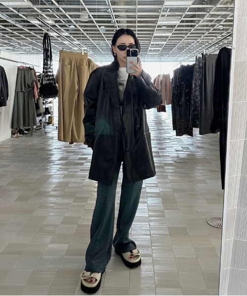 Ameri(アメリ)の「DIAGONAL CHECK PANTS(その他パンツ・レディース・グリーン/オレンジ・SMALL/MEDIUM)」の5枚目の写真