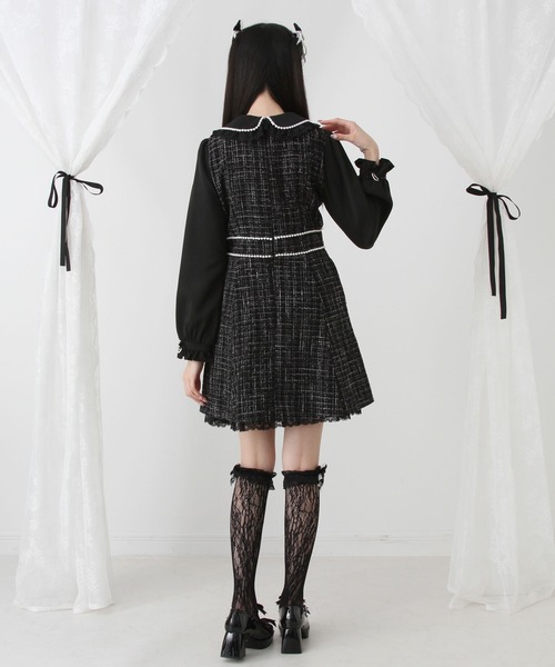 DearMyLove（ディアマイラブ）の「ハートパールお嬢様ツイードワンピース（ワンピース・レディース・ホワイト/ベビーピンク/ブルーグレー/ブラック・SMALL/MEDIUM/LARGE/LL/3L）」の17枚目の写真