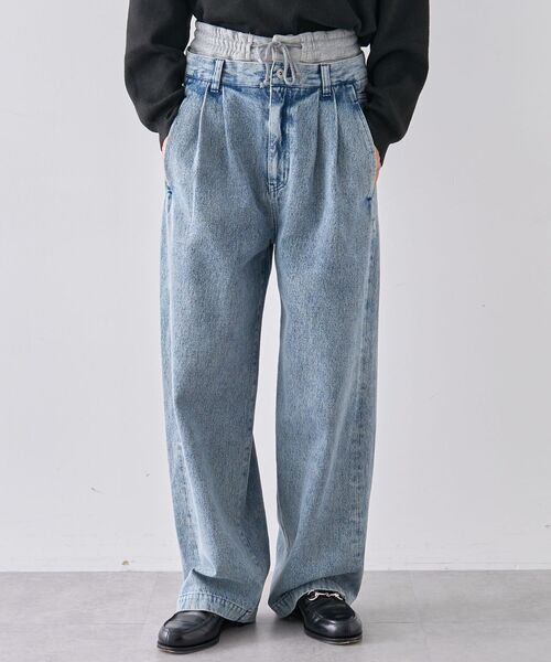 CRAFT STANDARD BOUTIQUE（クラフトスタンダードブティック）の「レイヤードデニムパンツ（デニムパンツ・メンズ・インディゴブルー/ブラック・M/L/XL）」の3枚目の写真