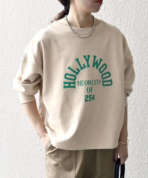 SHIPS any別注】THE KNiTS: ロゴ ドルマン ショート スウェット