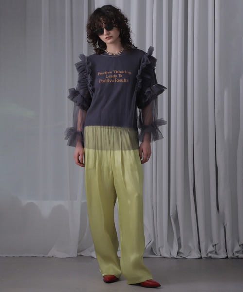 ROSE BUD(ローズバッド)の「(CREOLME)チュールフリルトップス(Tシャツ/カットソー・レディース・ピンク/グレー・ONE SIZE)」の3枚目の写真