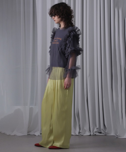 ROSE BUD(ローズバッド)の「(CREOLME)チュールフリルトップス(Tシャツ/カットソー・レディース・ピンク/グレー・ONE SIZE)」の4枚目の写真