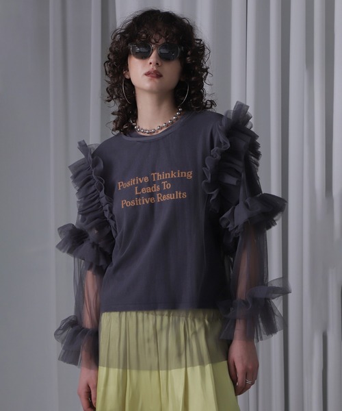 ROSE BUD(ローズバッド)の「(CREOLME)チュールフリルトップス(Tシャツ/カットソー・レディース・ピンク/グレー・ONE SIZE)」の6枚目の写真