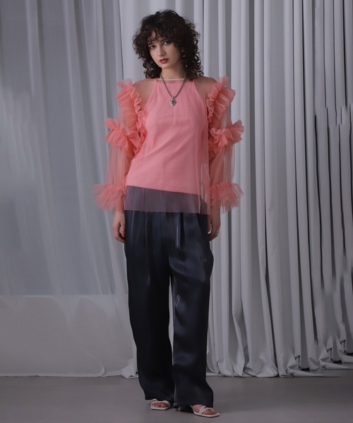 ROSE BUD(ローズバッド)の「(CREOLME)チュールフリルトップス(Tシャツ/カットソー・レディース・ピンク/グレー・ONE SIZE)」の10枚目の写真