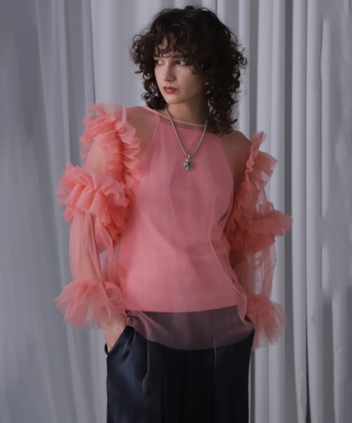 ROSE BUD(ローズバッド)の「(CREOLME)チュールフリルトップス(Tシャツ/カットソー・レディース・ピンク/グレー・ONE SIZE)」の13枚目の写真