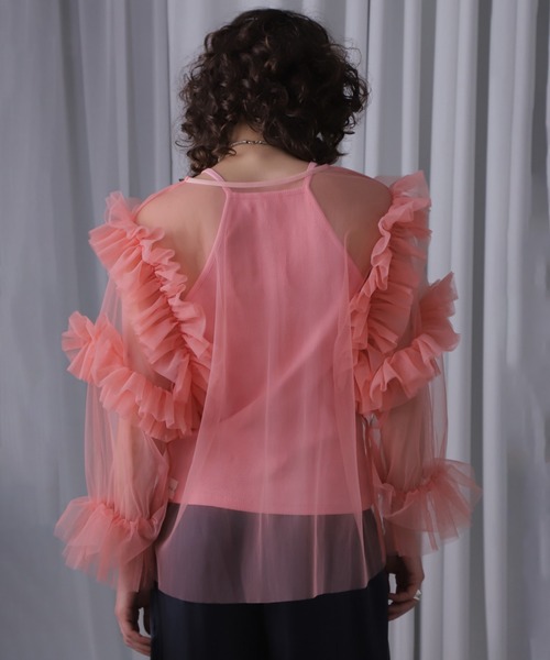 ROSE BUD(ローズバッド)の「(CREOLME)チュールフリルトップス(Tシャツ/カットソー・レディース・ピンク/グレー・ONE SIZE)」の15枚目の写真