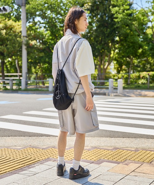 kutir（クティール）の「NYLON DRAW CORD NAPSACK/ナイロンドローコードナップサック（バックパック/リュック・メンズ・グレー/カーキ/ブラック/ネイビー/アイボリー/ブラウン/ボルドー・FREE）」の13枚目の写真