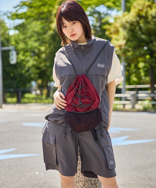 kutir（クティール）の「NYLON DRAW CORD NAPSACK/ナイロンドローコードナップサック（バックパック/リュック・メンズ・グレー/カーキ/ブラック/ネイビー/アイボリー/ブラウン/ボルドー・FREE）」の20枚目の写真