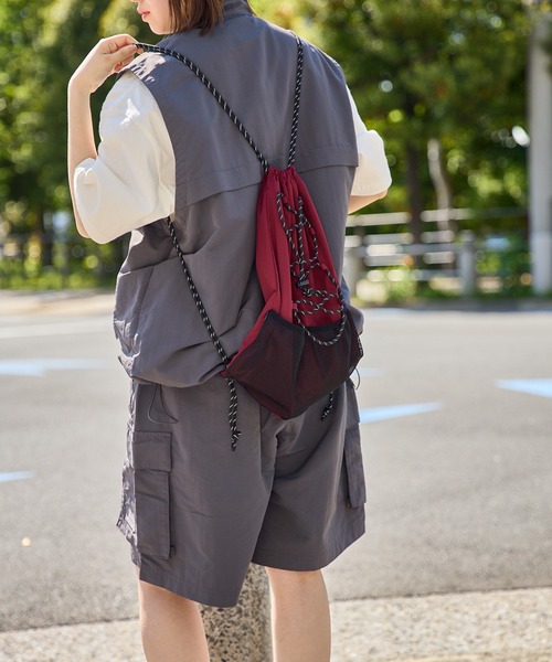 kutir（クティール）の「NYLON DRAW CORD NAPSACK/ナイロンドローコードナップサック（バックパック/リュック・メンズ・グレー/カーキ/ブラック/ネイビー/アイボリー/ブラウン/ボルドー・FREE）」の21枚目の写真