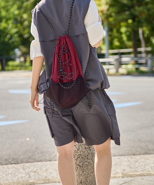 kutir（クティール）の「NYLON DRAW CORD NAPSACK/ナイロンドローコードナップサック（バックパック/リュック・メンズ・グレー/カーキ/ブラック/ネイビー/アイボリー/ブラウン/ボルドー・FREE）」の22枚目の写真