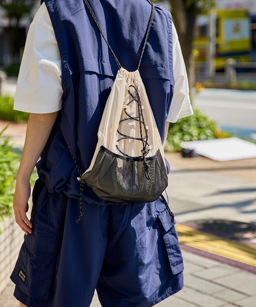 kutir（クティール）の「NYLON DRAW CORD NAPSACK/ナイロンドローコードナップサック（バックパック/リュック・メンズ・グレー/カーキ/ブラック/ネイビー/アイボリー/ブラウン/ボルドー・FREE）」の14枚目の写真