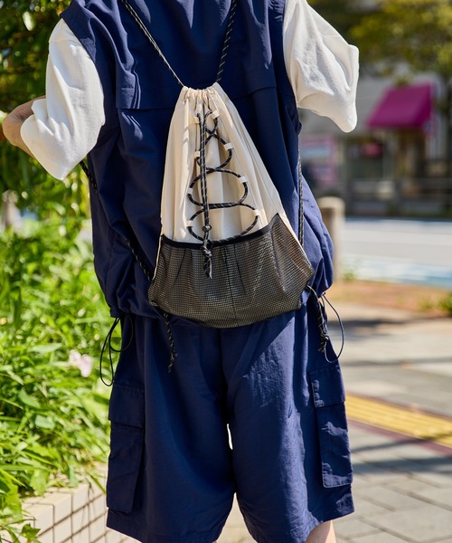 kutir（クティール）の「NYLON DRAW CORD NAPSACK/ナイロンドローコードナップサック（バックパック/リュック・メンズ・グレー/カーキ/ブラック/ネイビー/アイボリー/ブラウン/ボルドー・FREE）」の15枚目の写真