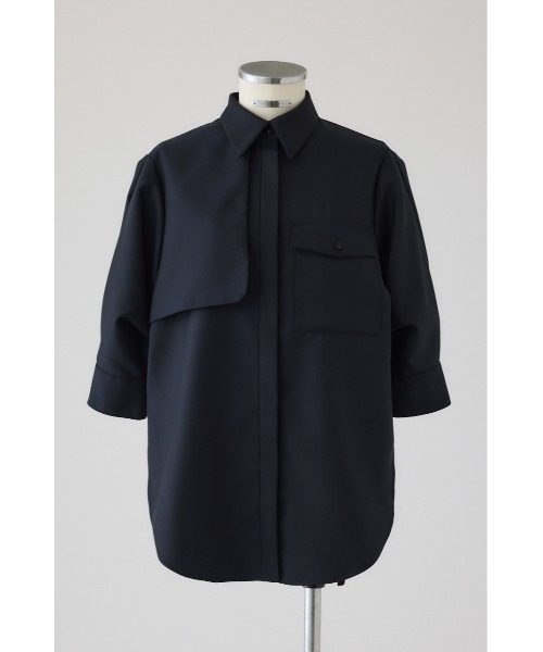 RIM.ARK(リムアーク)の「Gabardine flap SH ギャバジンフラップシャツ(シャツ/ブラウス・レディース・ネイビー/マルチ/ダークグリーン・FREE)」の1枚目の写真