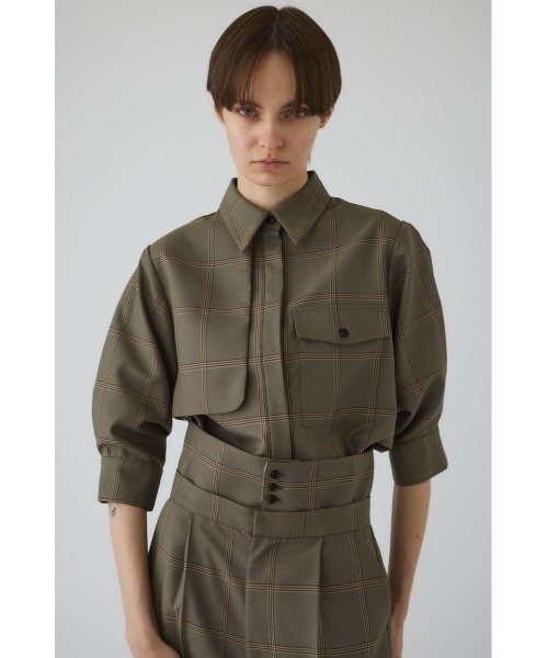 RIM.ARK(リムアーク)の「Gabardine flap SH ギャバジンフラップシャツ(シャツ/ブラウス・レディース・ネイビー/マルチ/ダークグリーン・FREE)」の3枚目の写真