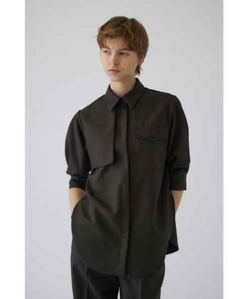 RIM.ARK(リムアーク)の「Gabardine flap SH ギャバジンフラップシャツ(シャツ/ブラウス・レディース・ネイビー/マルチ/ダークグリーン・FREE)」の5枚目の写真