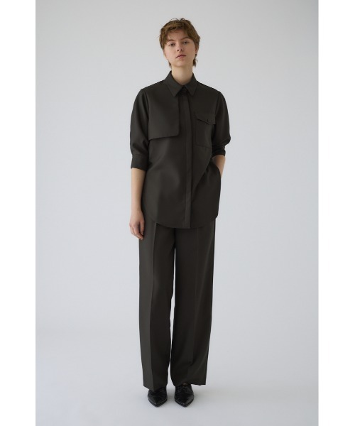 RIM.ARK(リムアーク)の「Gabardine flap SH ギャバジンフラップシャツ(シャツ/ブラウス・レディース・ネイビー/マルチ/ダークグリーン・FREE)」の7枚目の写真